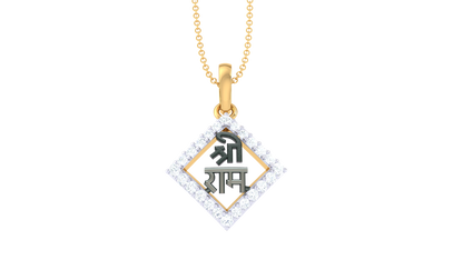 Shri Ram Diamond-Shaped Pendant In Gold - 0.15 Ct Sparking Diamonds