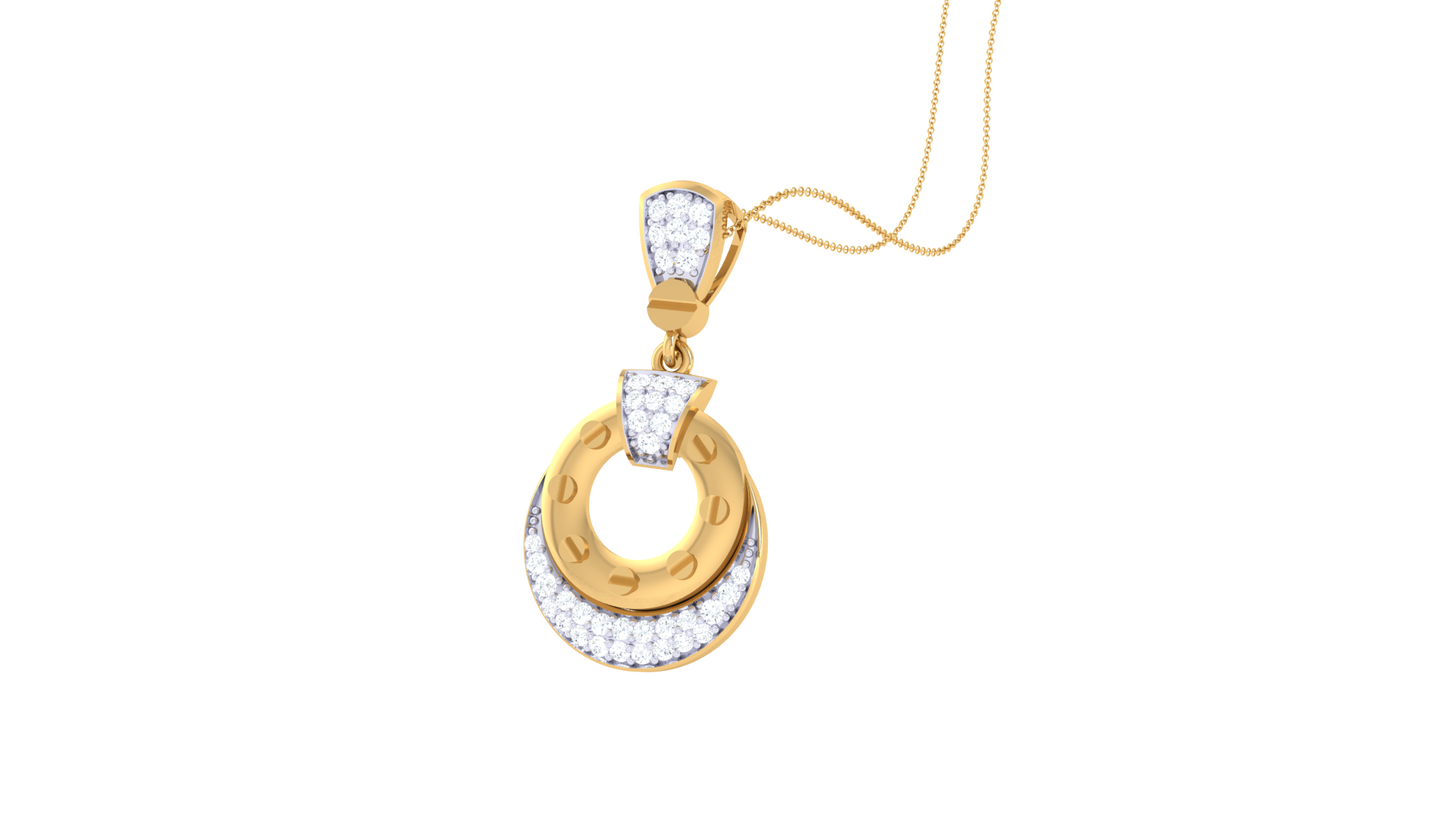 The Halo Interlock Pendant In Gold - 0.25 Ct Brilliant Cut Diamonds