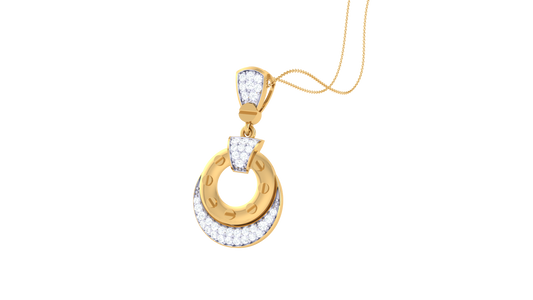 The Halo Interlock Pendant In Gold - 0.25 Ct Brilliant Cut Diamonds