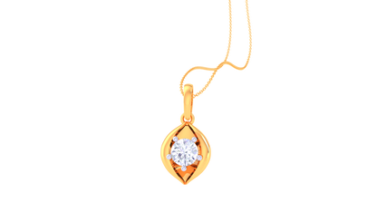 Marquise Solitaire Frame Pendent - 0.59 Ct Round Diamond In Gold