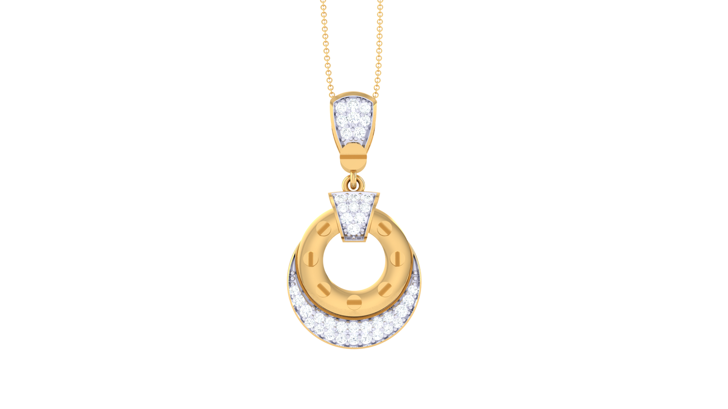 The Halo Interlock Pendant In Gold - 0.25 Ct Brilliant Cut Diamonds