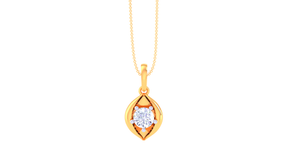 Marquise Solitaire Frame Pendent - 0.59 Ct Round Diamond In Gold