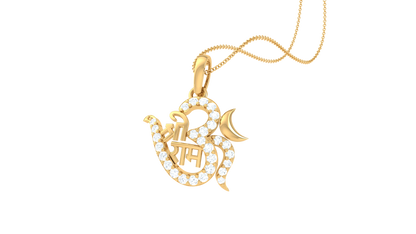 Om Pendant With Shri Ram Inscription In Gold - 0.16 Ct Diamond-Studded