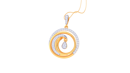 Radiant Ovel Gold and Diamod Pendent - 0.55 Ct