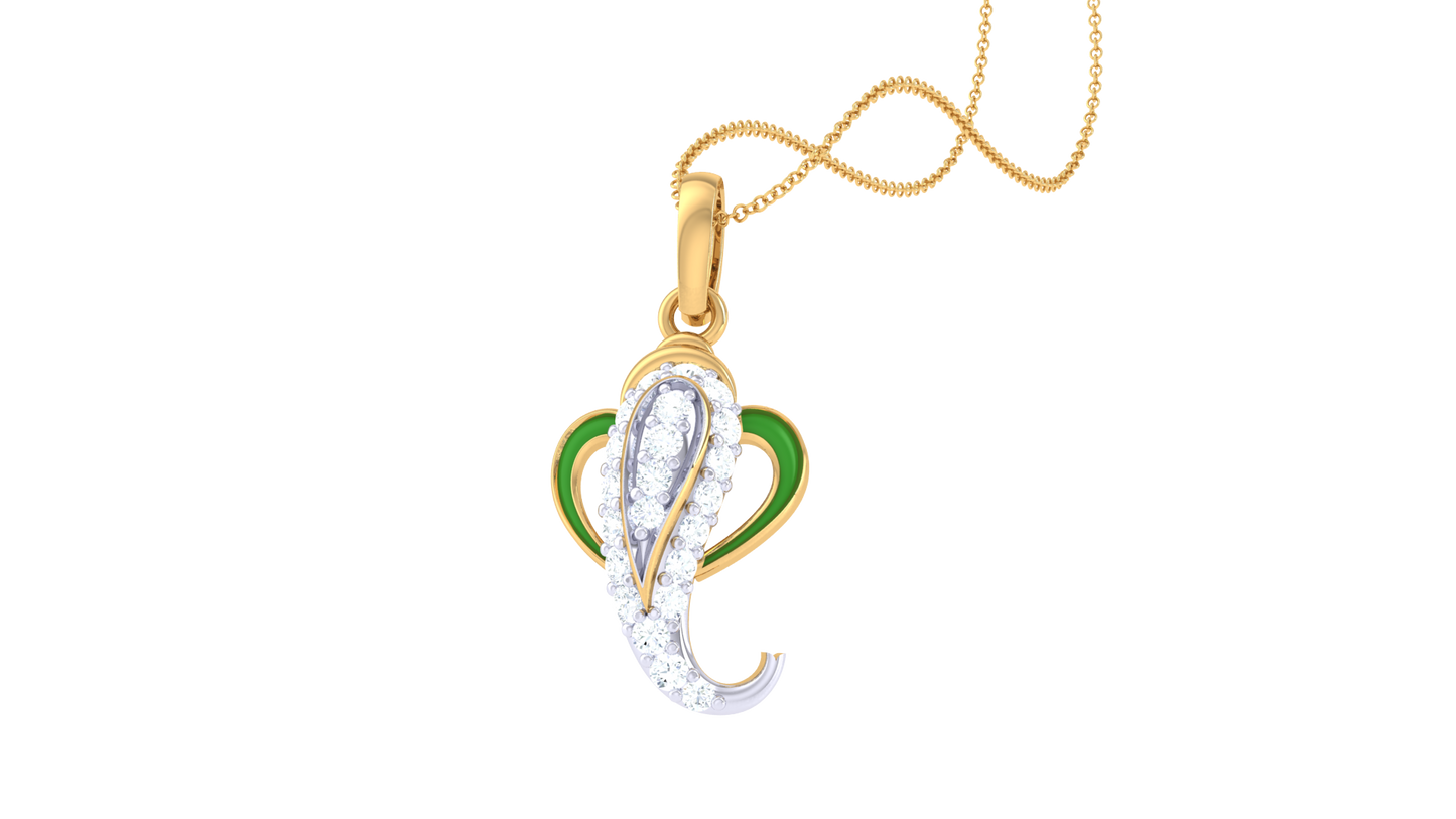 Jai Ganesh Pendant In Gold – 0.16 Ct Sparking Diamonds