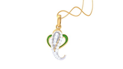 Jai Ganesh Pendant In Gold – 0.16 Ct Sparking Diamonds