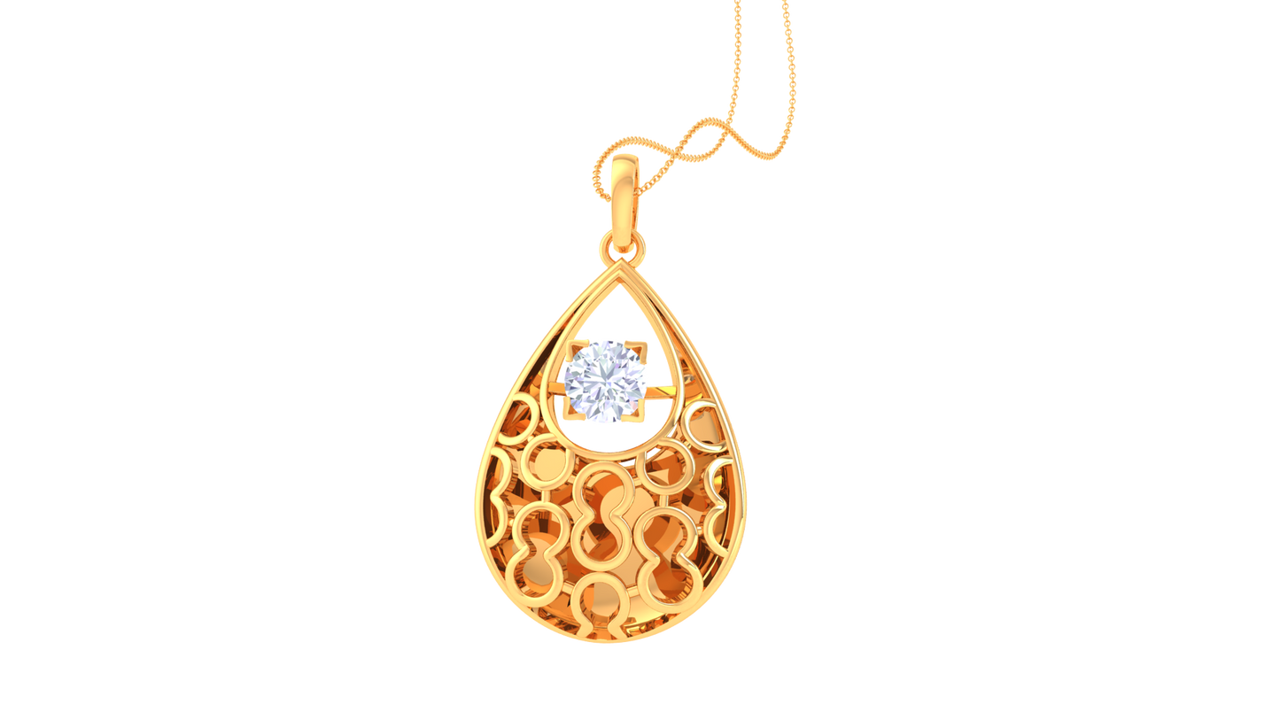 Radiant Filigree Teardrop Pendant In Gold - 0.59 Ct Square Cut Diamond
