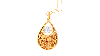 Radiant Filigree Teardrop Pendant In Gold - 0.59 Ct Square Cut Diamond
