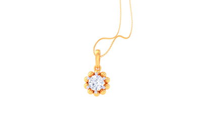 Floral Radiance Pendant In Gold – 0.59 Ct Round Cut Diamond