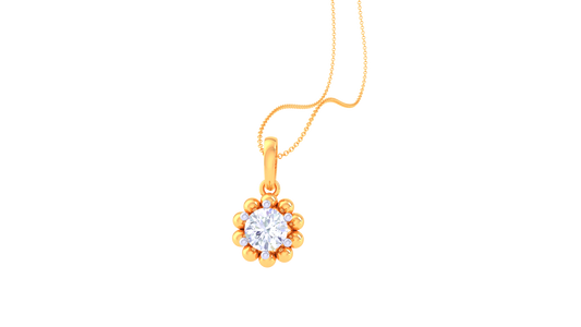 Floral Radiance Pendant In Gold – 0.59 Ct Round Cut Diamond