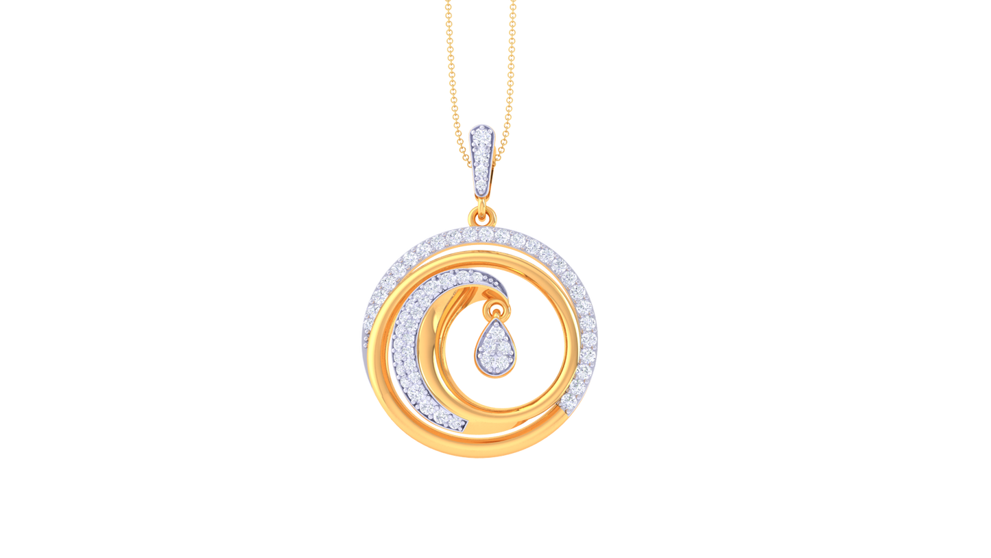 Radiant Ovel Gold and Diamod Pendent - 0.55 Ct
