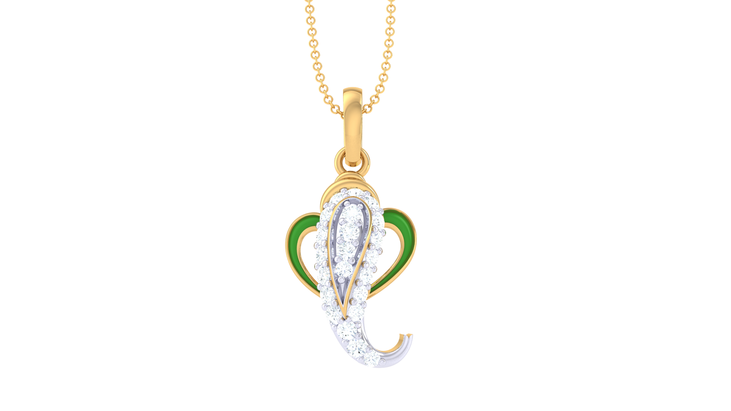 Jai Ganesh Pendant In Gold – 0.16 Ct Sparking Diamonds