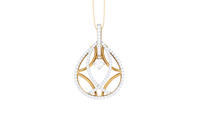 Symmetrical Gold Pendant With Central Solitaire – 1.37 Ct Dazzling Diamonds
