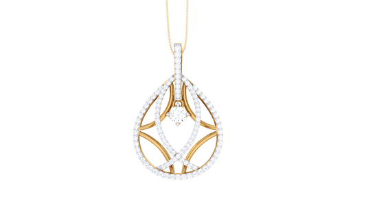 Symmetrical Gold Pendant With Central Solitaire – 1.37 Ct Dazzling Diamonds