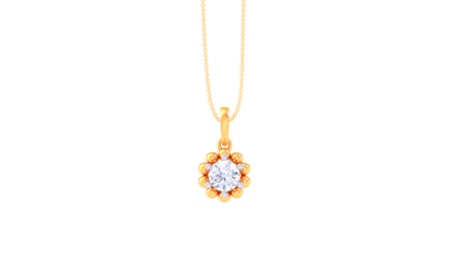 Floral Radiance Pendant In Gold – 0.59 Ct Round Cut Diamond