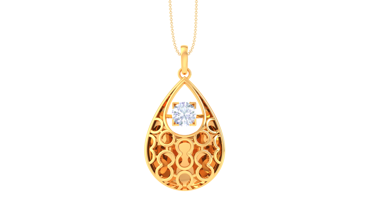 Radiant Filigree Teardrop Pendant In Gold - 0.59 Ct Square Cut Diamond