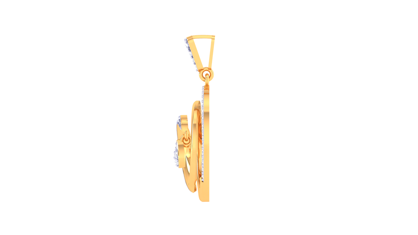 Radiant Ovel Gold and Diamod Pendent - 0.55 Ct