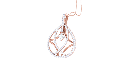 Symmetrical Gold Pendant With Central Solitaire – 1.37 Ct Dazzling Diamonds
