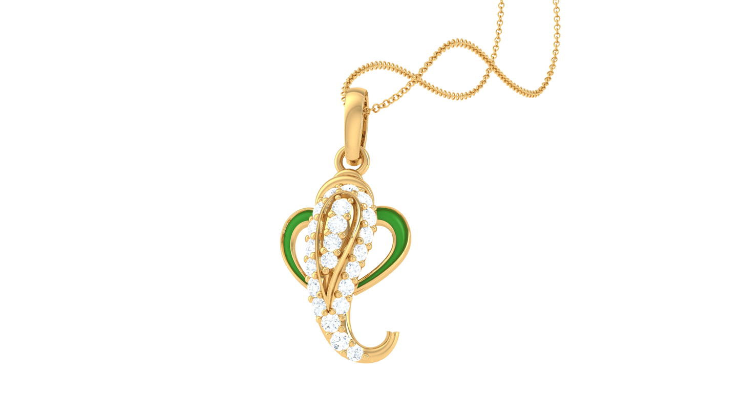 Jai Ganesh Pendant In Gold – 0.16 Ct Sparking Diamonds
