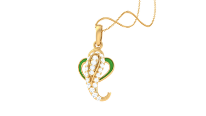 Jai Ganesh Pendant In Gold – 0.16 Ct Sparking Diamonds