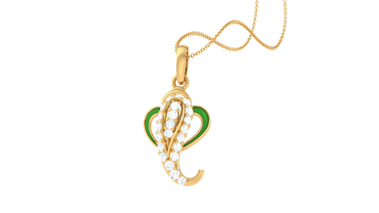 Jai Ganesh Pendant In Gold – 0.16 Ct Sparking Diamonds