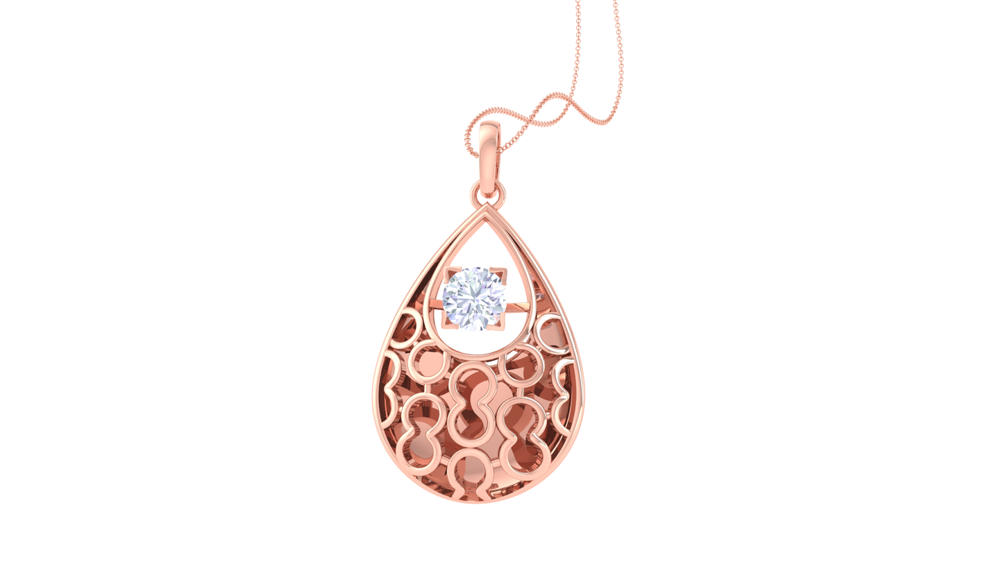 Radiant Filigree Teardrop Pendant In Gold - 0.59 Ct Square Cut Diamond