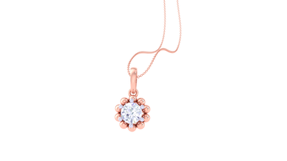 Floral Radiance Pendant In Gold – 0.59 Ct Round Cut Diamond
