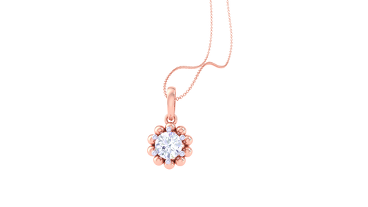 Floral Radiance Pendant In Gold – 0.59 Ct Round Cut Diamond
