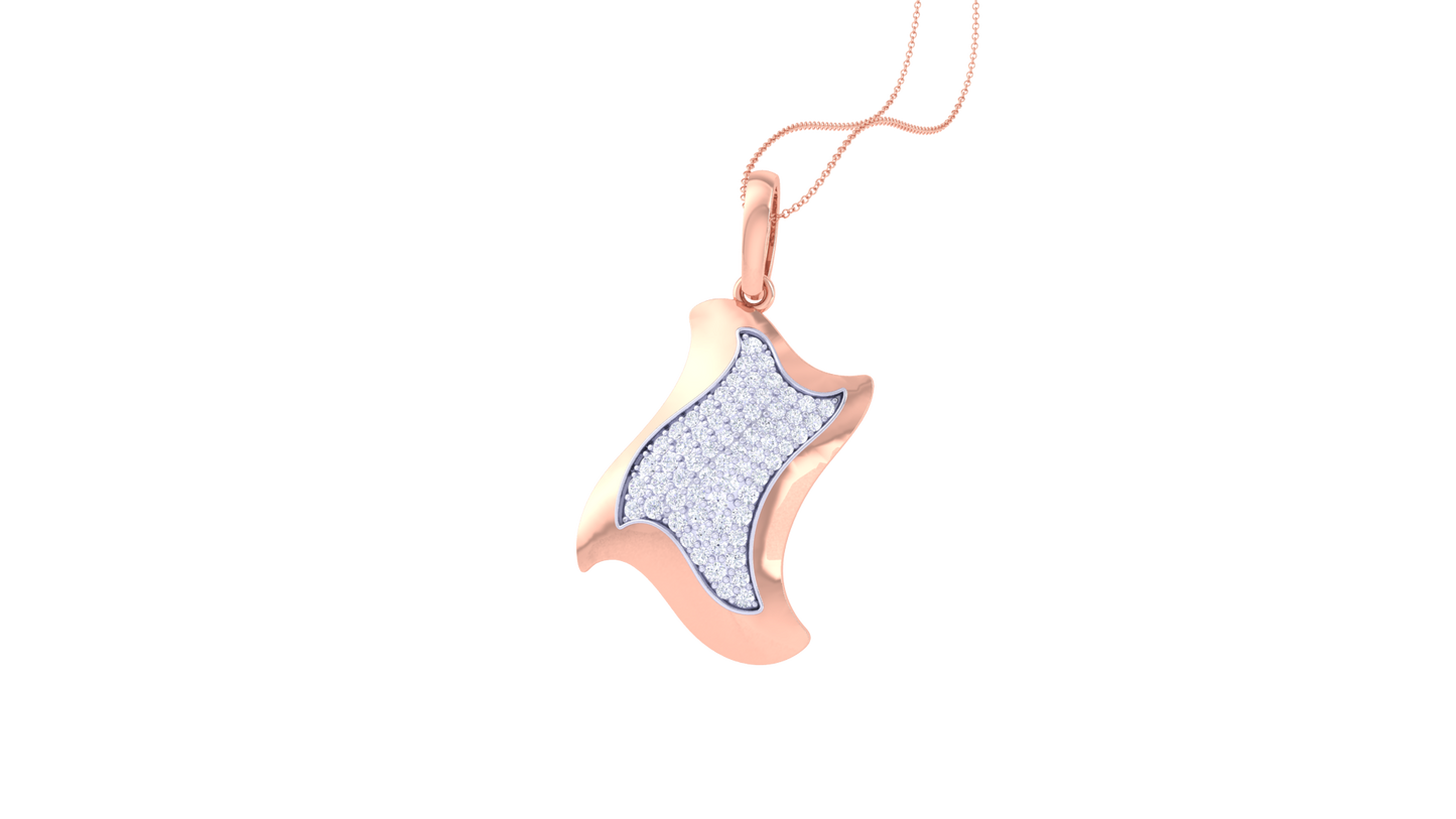 Eclat Curve - Abstract Gold Pendant With 0.50 Ct Diamonds
