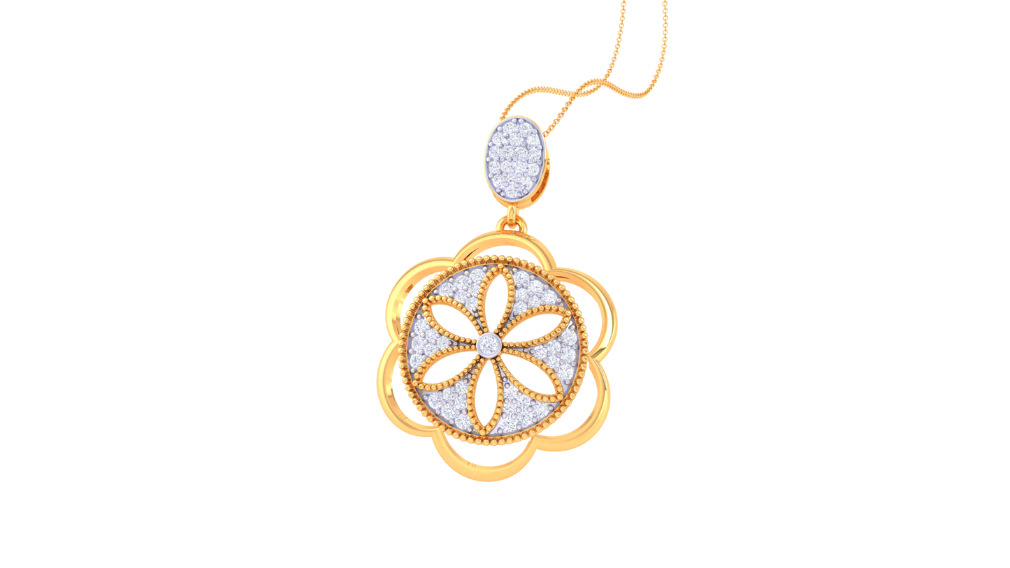Floral Embrace Sparkle Diamond Pendant in Gold – 0.43 Ct