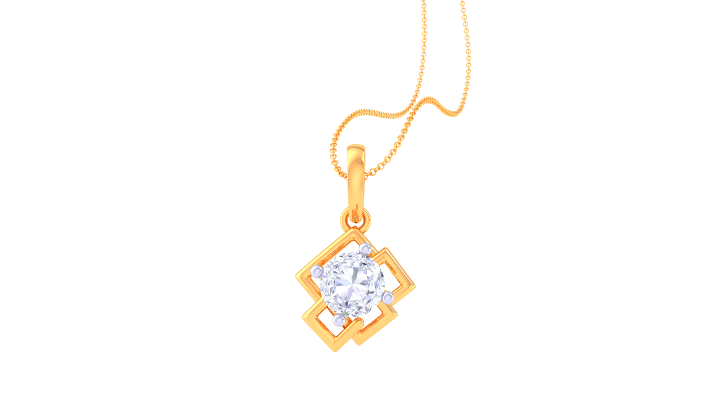 The Rhombus Solitaire Pendent - 0.77 Ct Rund Diamond In Gold