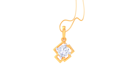 The Rhombus Solitaire Pendent - 0.77 Ct Rund Diamond In Gold
