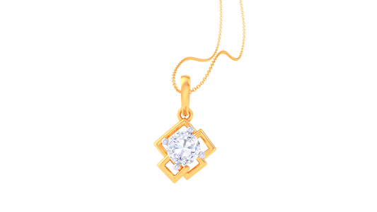 The Rhombus Solitaire Pendent - 0.77 Ct Rund Diamond In Gold