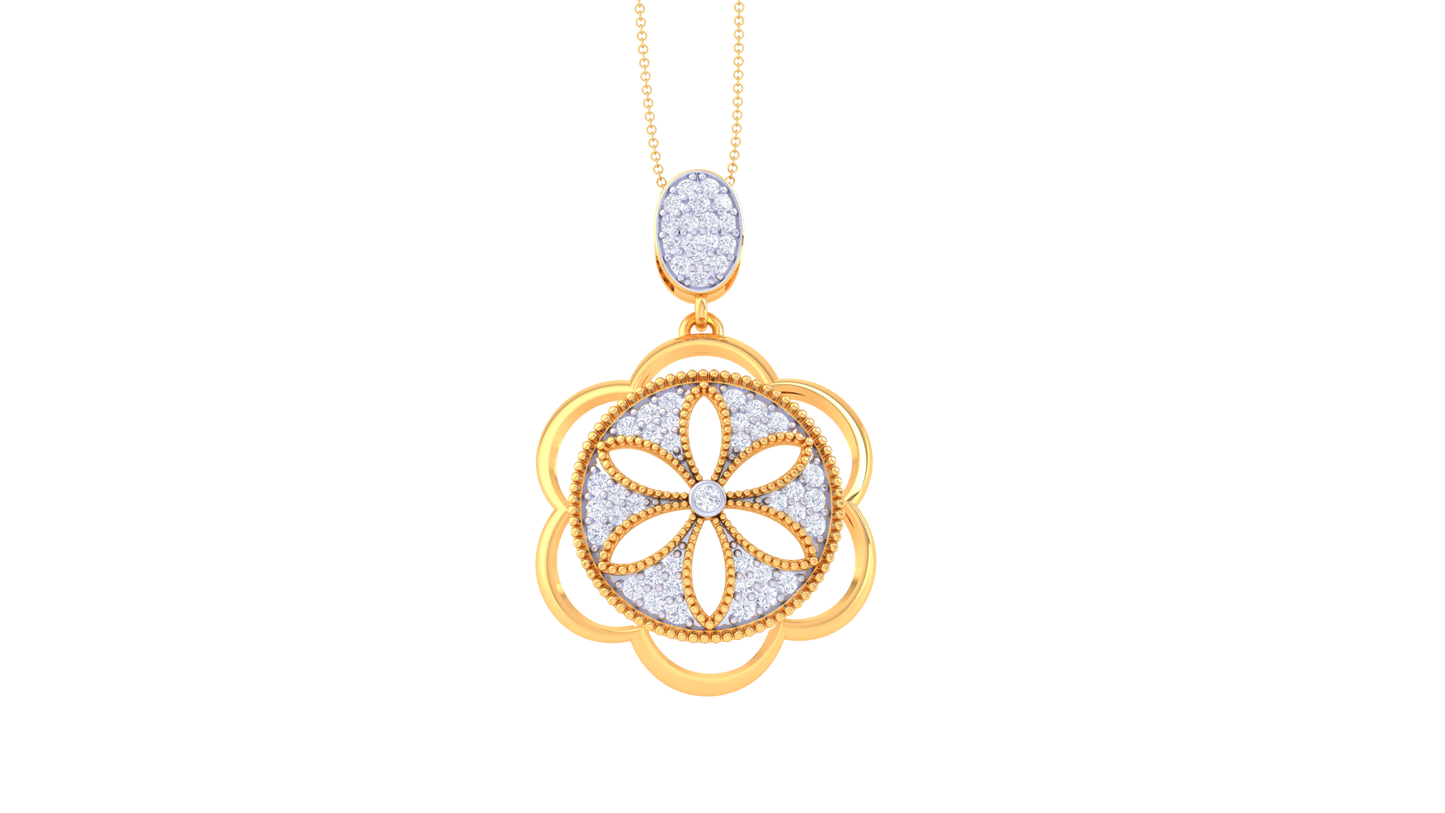 Floral Embrace Sparkle Diamond Pendant in Gold – 0.43 Ct