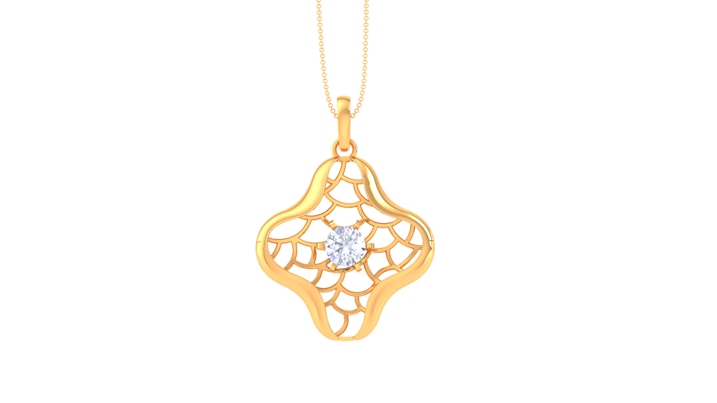 Radiant Clover Lattice Pendant In Gold - 0.59 Ct Brilliant Diamond