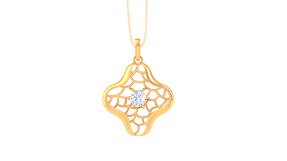 Radiant Clover Lattice Pendant In Gold - 0.59 Ct Brilliant Diamond