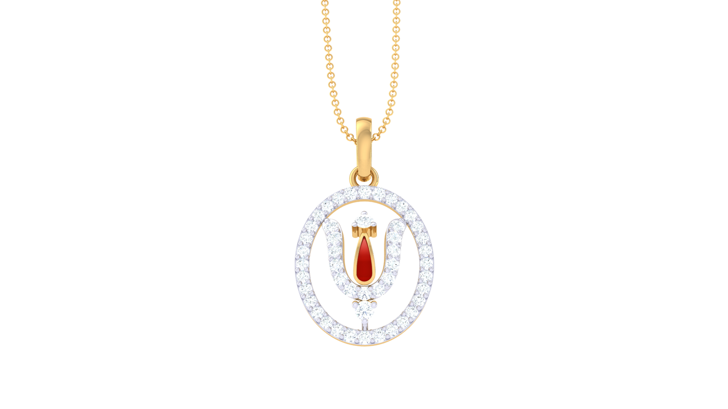 Trishula Charm Golden Pendent - 0.21 Ct Brilliant Diamonds