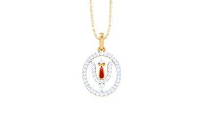 Trishula Charm Golden Pendent - 0.21 Ct Brilliant Diamonds