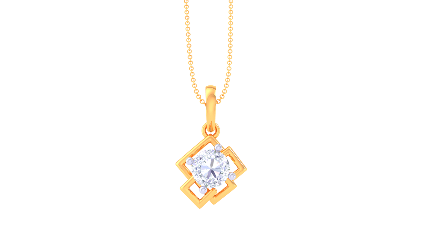 The Rhombus Solitaire Pendent - 0.77 Ct Rund Diamond In Gold