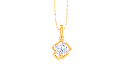 The Rhombus Solitaire Pendent - 0.77 Ct Rund Diamond In Gold