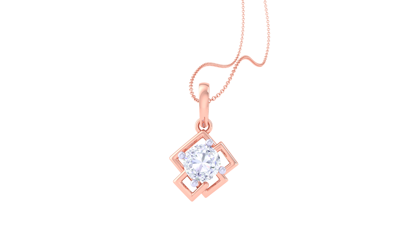 The Rhombus Solitaire Pendent - 0.77 Ct Rund Diamond In Gold