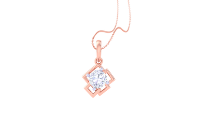 The Rhombus Solitaire Pendent - 0.77 Ct Rund Diamond In Gold