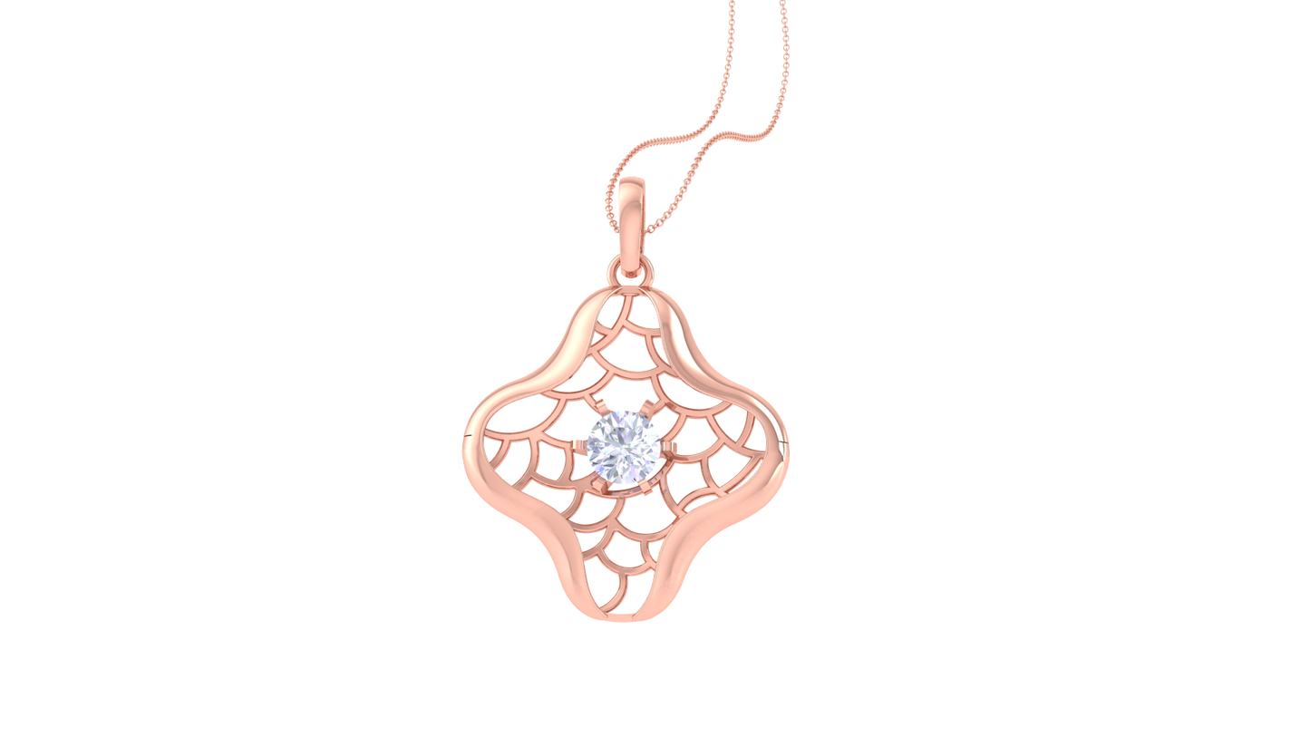Radiant Clover Lattice Pendant In Gold - 0.59 Ct Brilliant Diamond