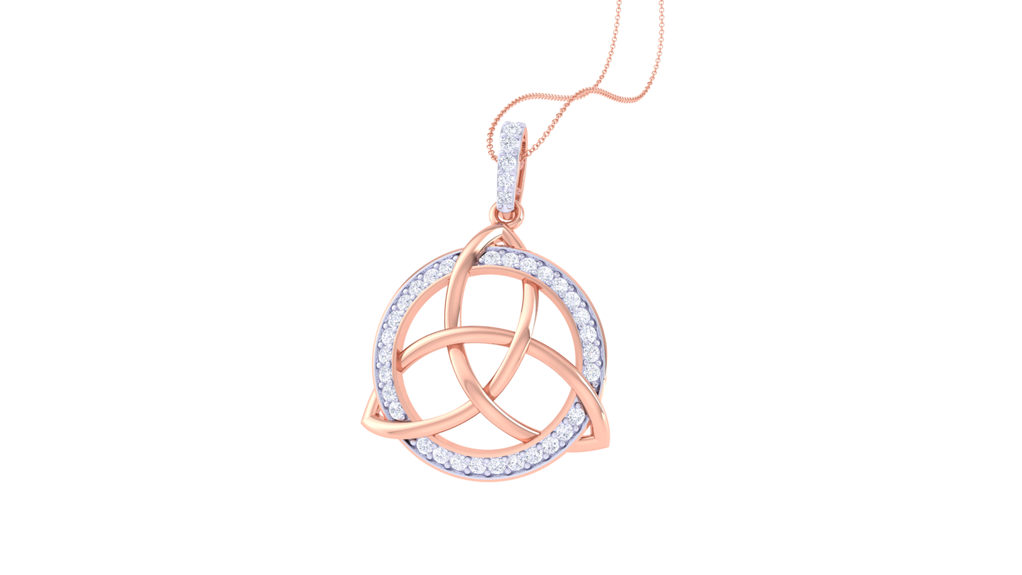 Celtic Harmony Pendant In Gold – 0.37 Ct Dezzling Diamonds In Circular Frame