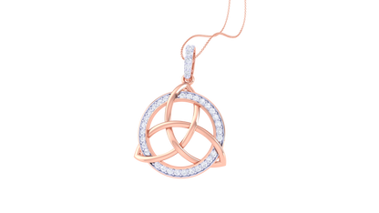 Celtic Harmony Pendant In Gold – 0.37 Ct Dezzling Diamonds In Circular Frame