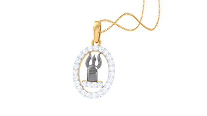 Divine Trishul Gold Pendent - 0.22 Ct Diamond Studded Frame