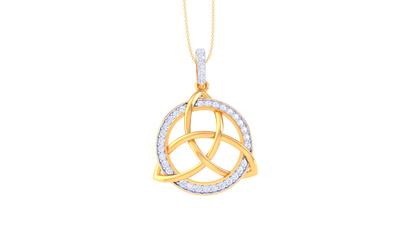 Celtic Harmony Pendant In Gold – 0.37 Ct Dezzling Diamonds In Circular Frame