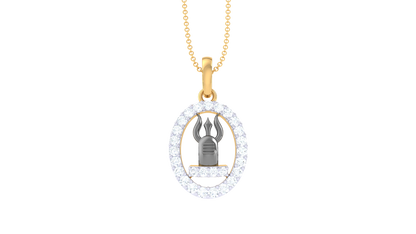 Divine Trishul Gold Pendent - 0.22 Ct Diamond Studded Frame