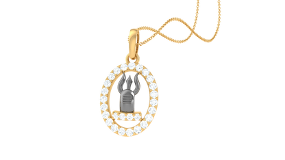Divine Trishul Gold Pendent - 0.22 Ct Diamond Studded Frame
