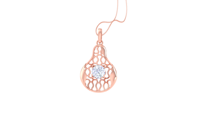 Filigree Teardrop Pendant In Gold - 0.59 Ct Round Cut Diamond Centerpiece